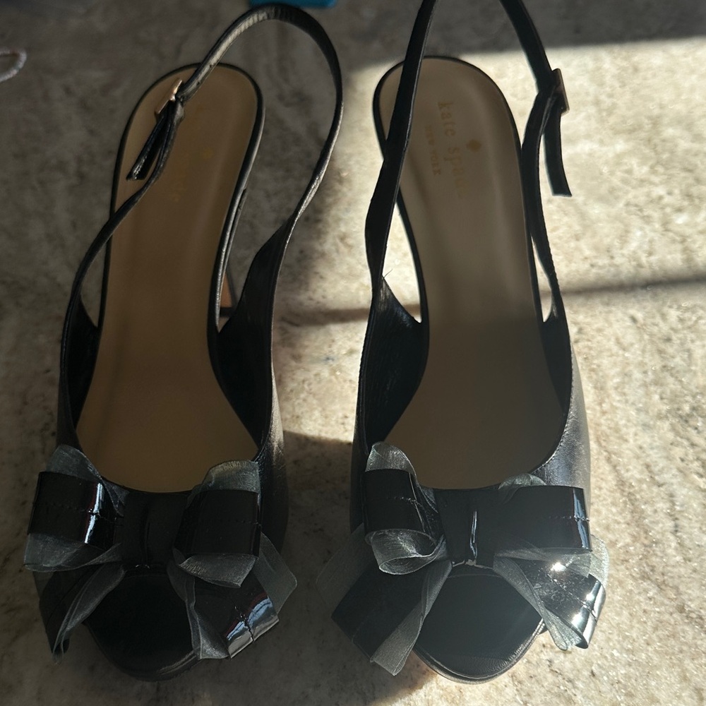 Kate Spade Black Slingback Heels with Bow